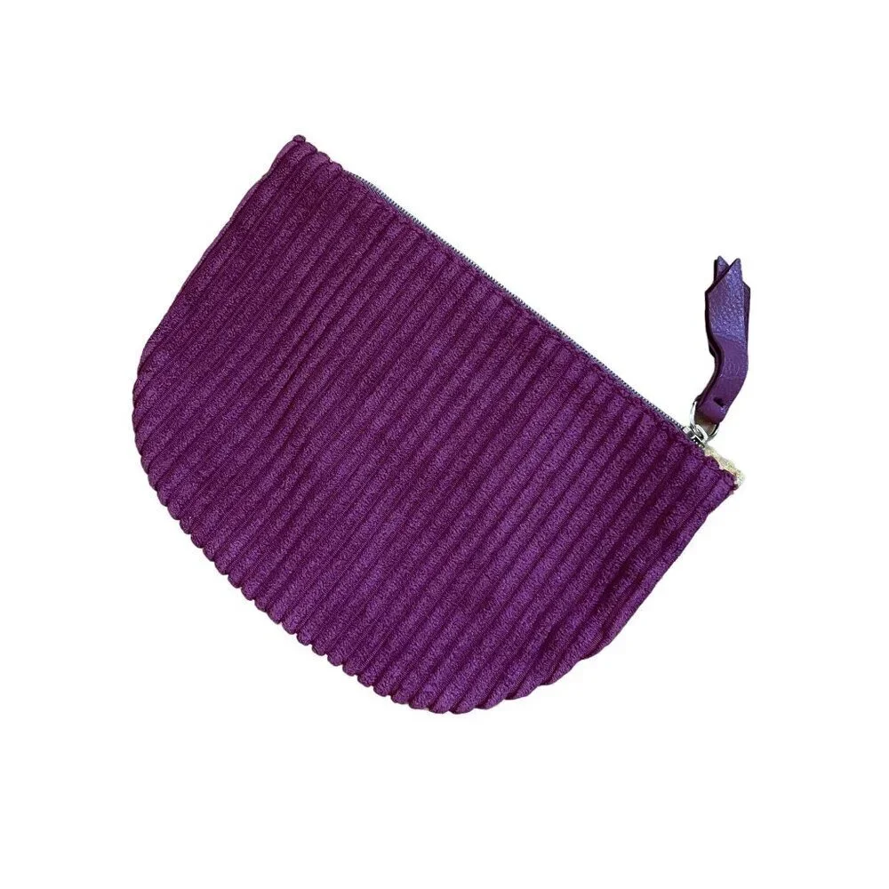 NWOT Ipsy yellow and burgundy‎ makeup bag travel sized corduroy material